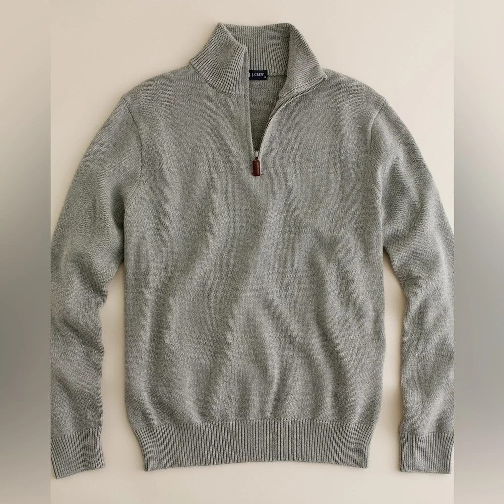 J. Crew Gray Organic Cotton 1/4 Zip Sweater M